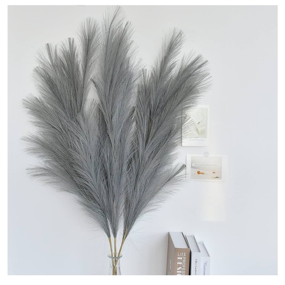 Beautiful Tall Grey Faux Pampas- 3pcs - Picture 1 of 7